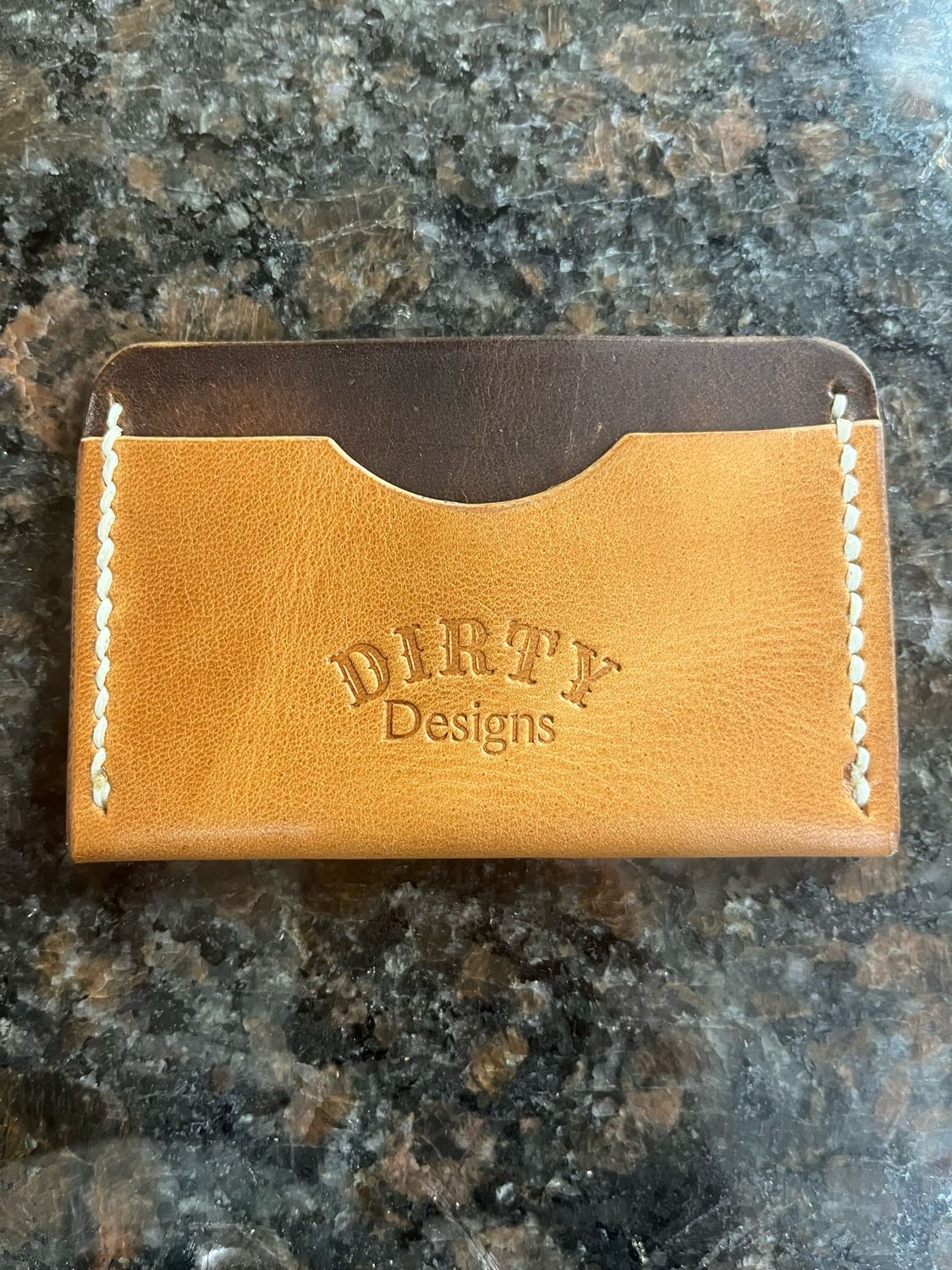 Minimal Card Wallet— 3-4oz Horween leather ( 2 Tone Natural On Nut Brown)