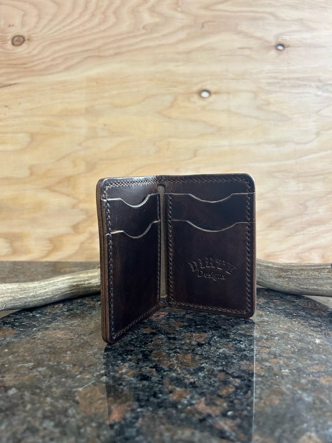 Mini Bi-fold Wallet (3-4 Oz Horween Nut Brown With Ivory Stitching)