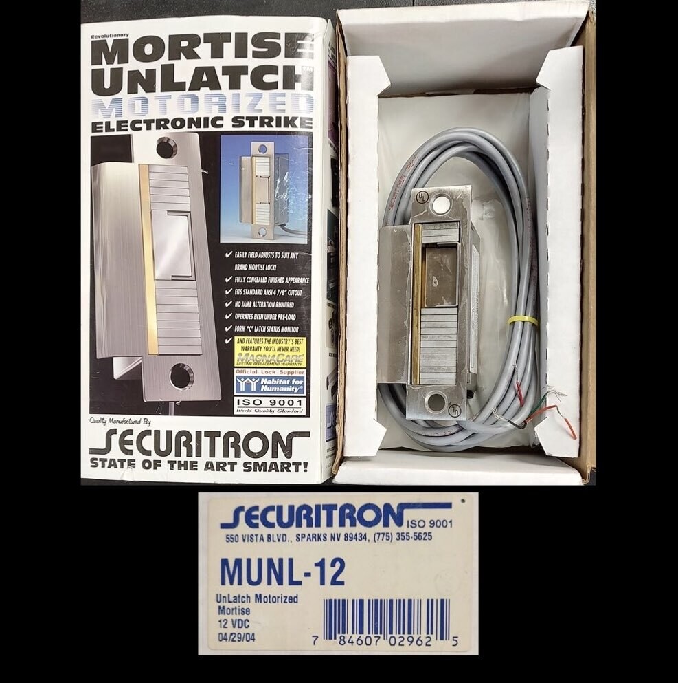 Securitron Unlatch electric release for mortise lock