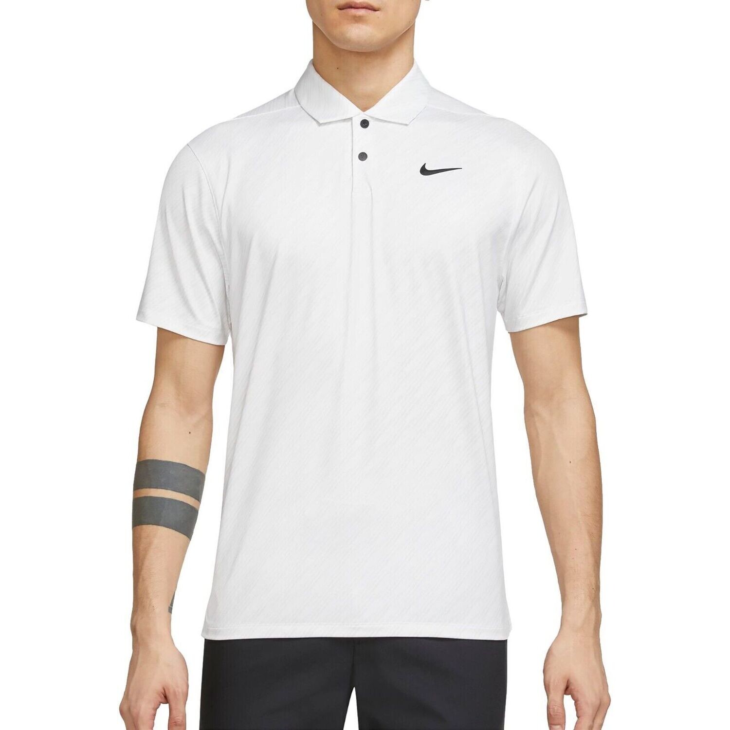 M NK DF VAPOR STRIPE POLO - White/Black