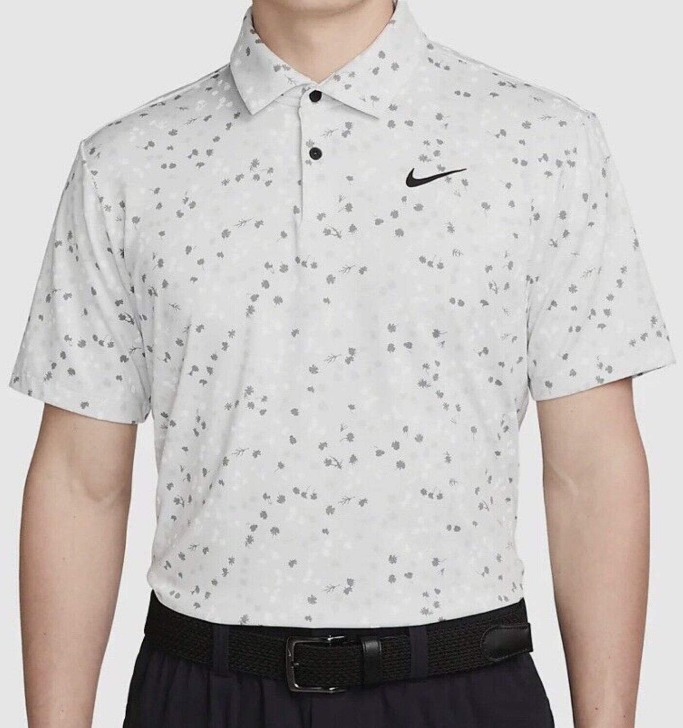 M NK DF TOUR POLO MICRO FLORAL - Photon Dust/Black