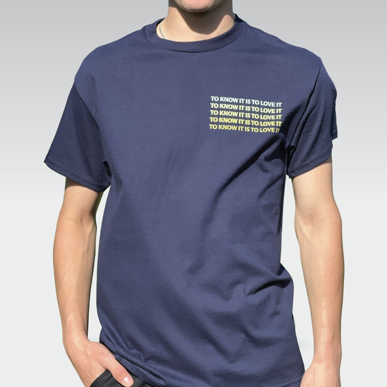 Slogan Tee Shirt, Size: S, Color: Navy