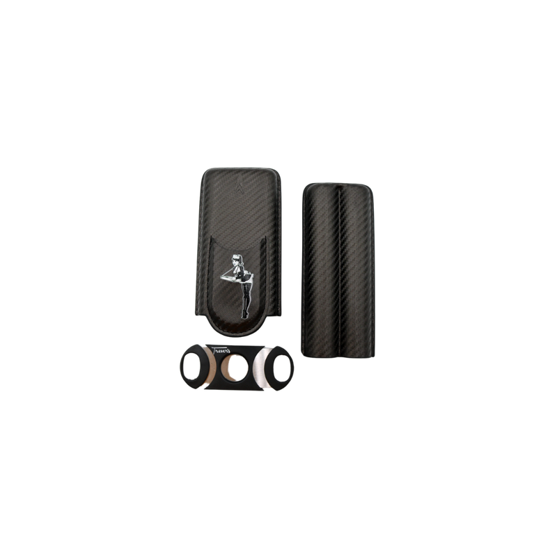 Trevor&#39;s Branded Cigar Girl 2 Finger Cigar Case with Cutter