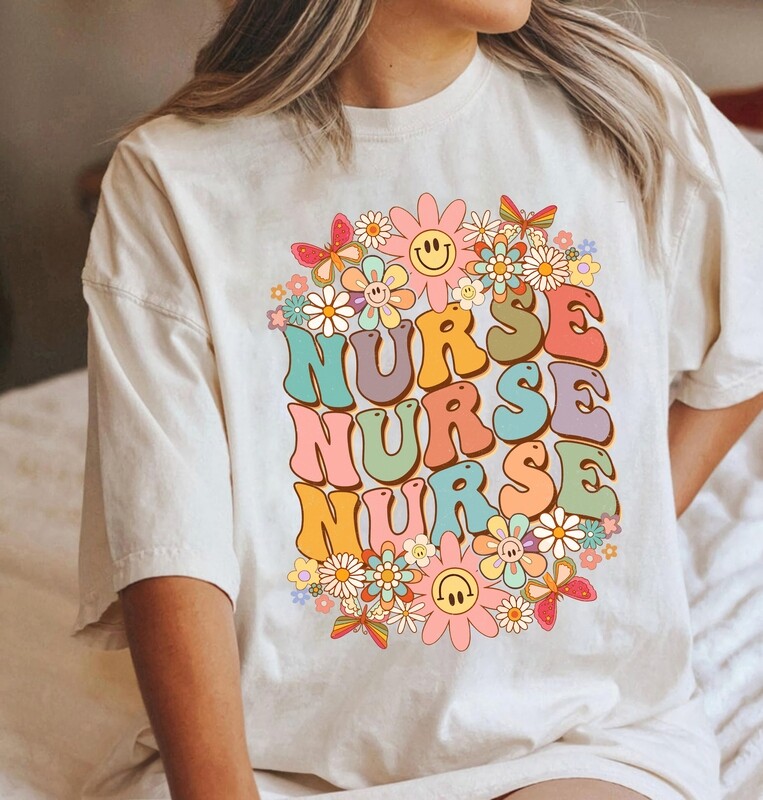 Retro Nurse Shirt, Groovy Nurse Shirt, Nurse Life Shirt, Nurse Flowers Shirt, Nurse Gifts, Nursing School Tee, Wildflowers Nurse Shirt
