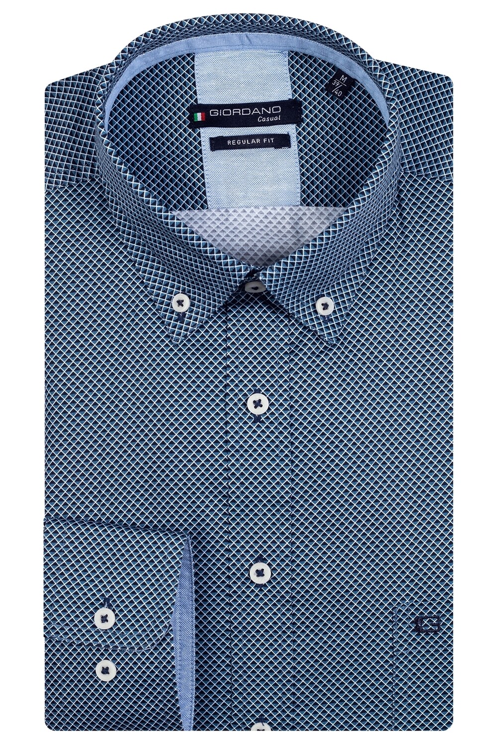 Giordano shirt print diagonaal blauw