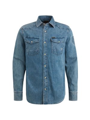 PME Legend LONG SLEEVE SHIRT FADED GREY BLUE