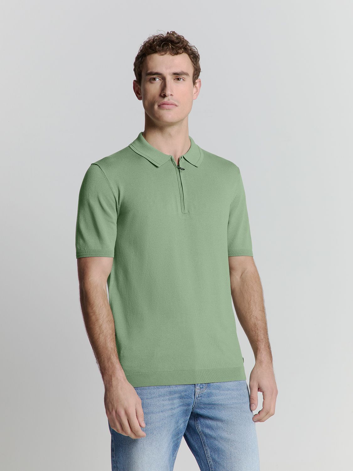 No Excess Pullover Short Sleeve Polo Zip Soli