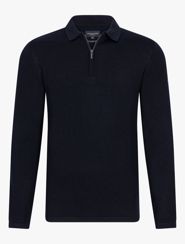 Cavallaro Merino Long Sleeve Zip Polo
