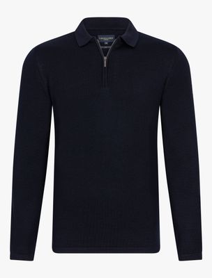 Cavallaro Merino Long Sleeve Zip Polo