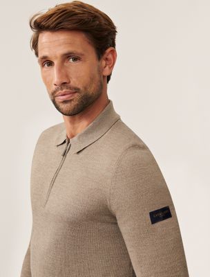 Cavallaro Merino Long Sleeve Zip Polo
