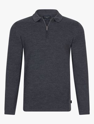 Cavallaro Merino Long Sleeve Zip Polo