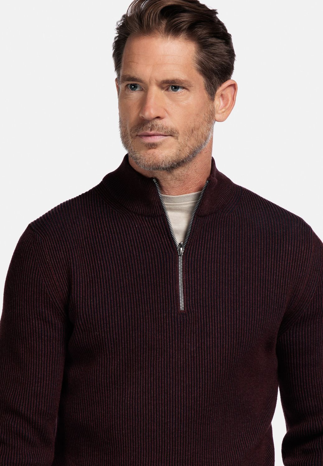 Baileys Pullover 1/2 zip  Plated Rib knit