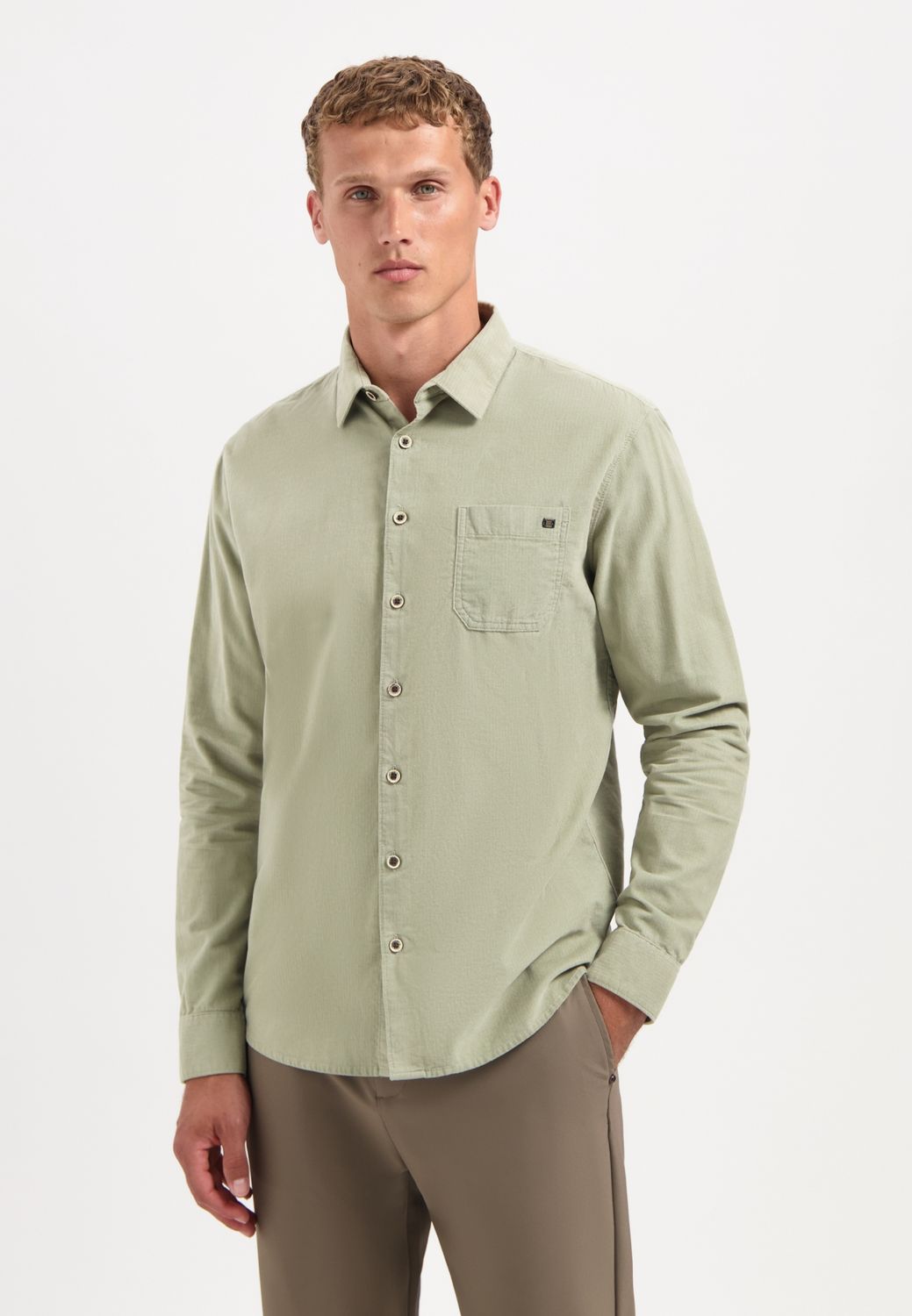 No Excess Shirt Solid Fine Herringbone