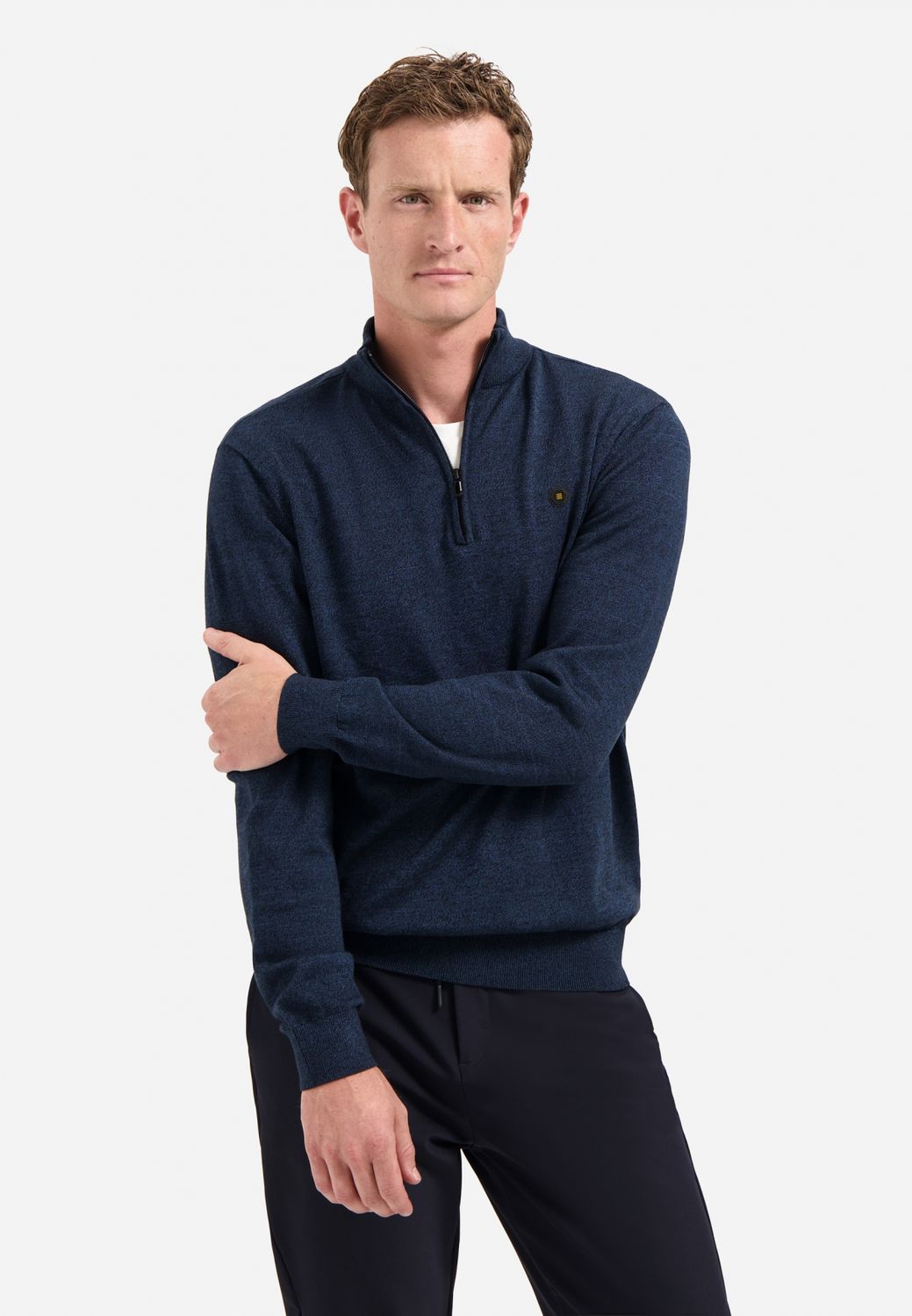 No Excess Pullover Half Zip 2 Coloured Melang