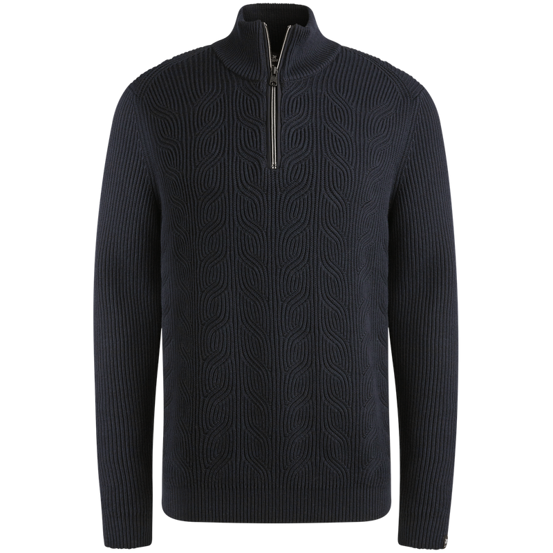 Vanguard Half zip collar cotton blend wool
