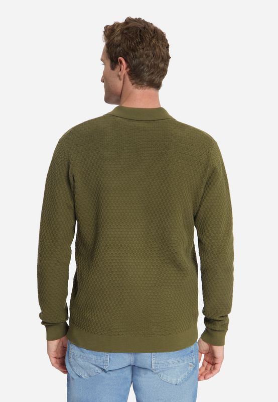 No Excess Pullover Polo Buttons Jacquard Knit