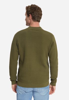 No Excess Pullover Polo Buttons Jacquard Knit