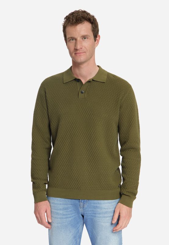 No Excess Pullover Polo Buttons Jacquard Knit