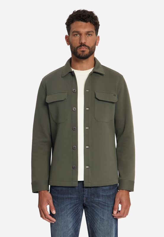 No Excess Overshirt Full Button Pique Sweat