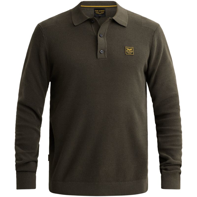 PME Legend Long sleeve polo structure knit