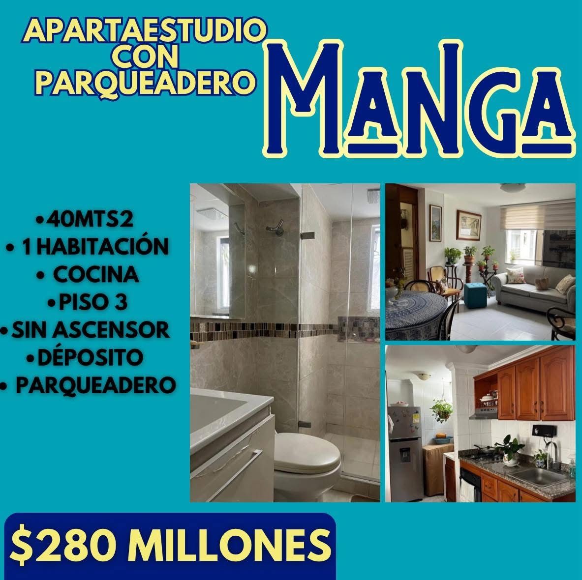 APARTAESTUDIO CON PARQUEADERO EN MANGA