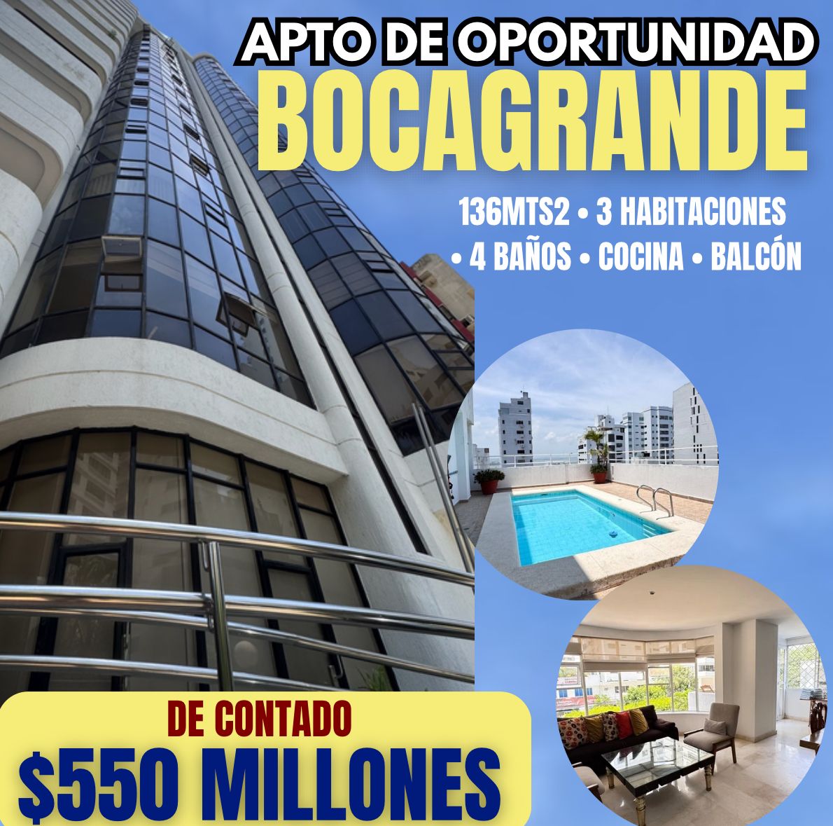 APTO EN BOCAGRANDE DE OPORTUNIDAD APTO EN BOCAGRANDE DE OPORTUNIDAD