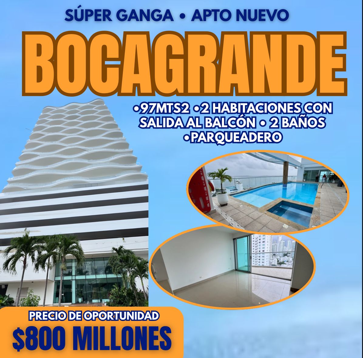 APTO PARA ESTRENAR EN BOCAGRANDE
