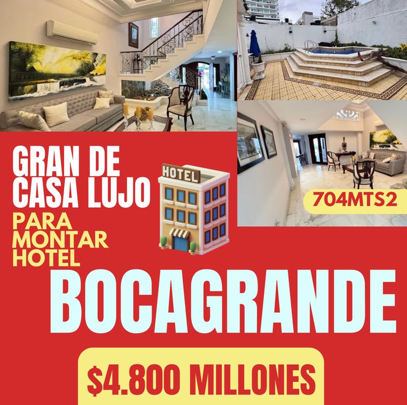 GRAN CASA EN BOCAGRANDE PARA MONTAR HOTEL