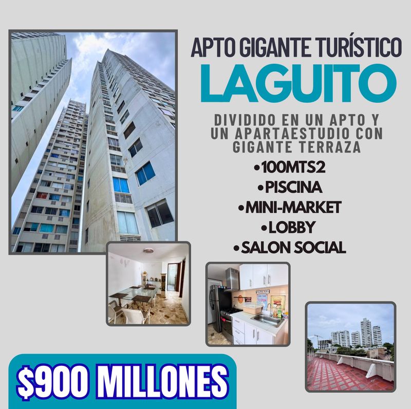 APTO GIGANTE TURÍSTICO LAGUITO CON APARTAESTUDIO Y TERRAZA GIGANTE