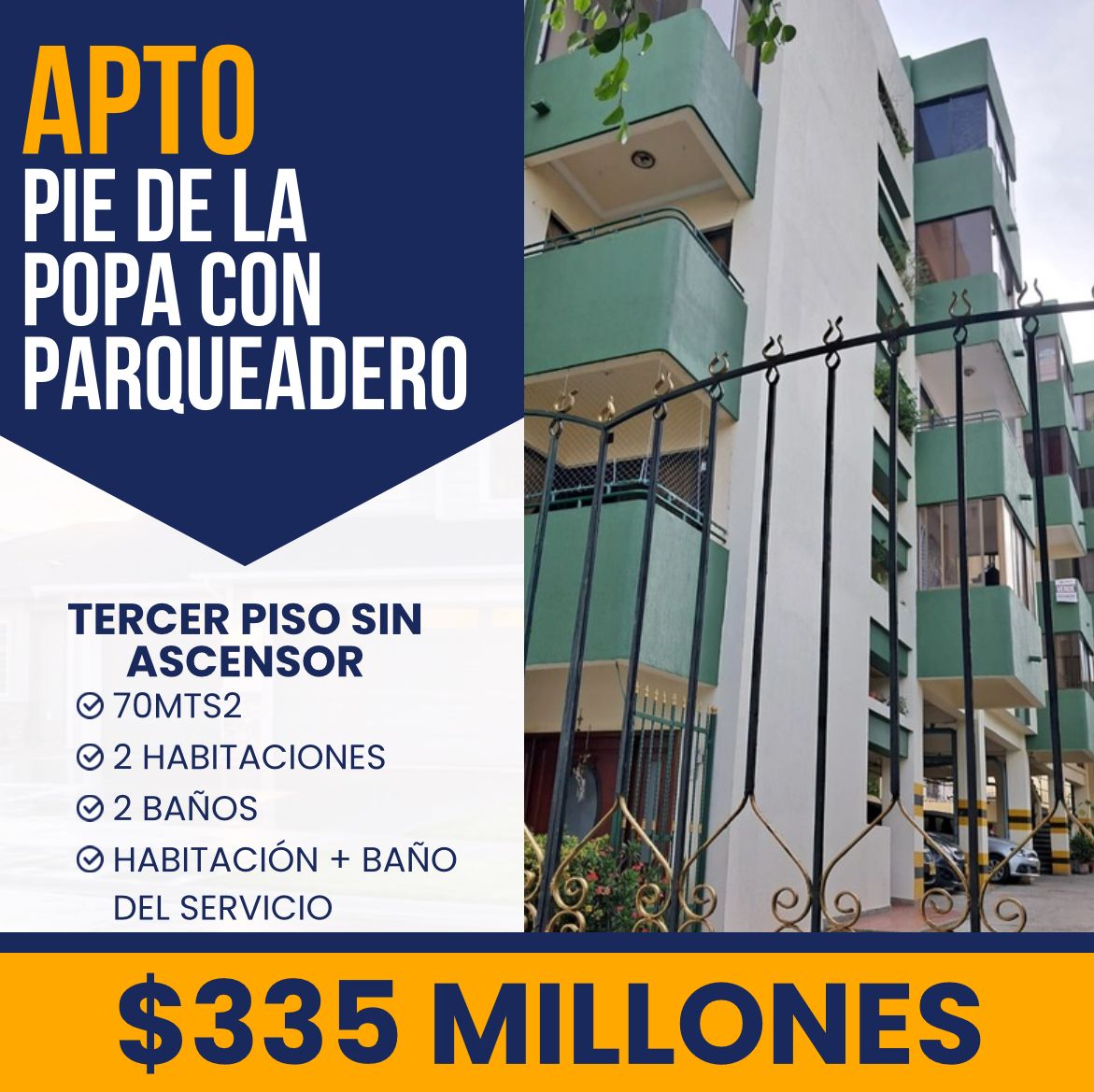 APTO EN PIE DE LA POPA CON PARQUEADERO APTO EN PIE DE LA POPA CON PARQUEADERO