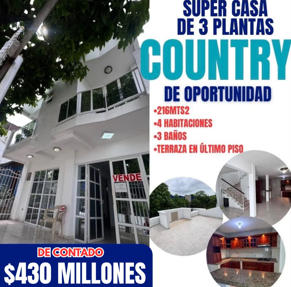 CASA DE 3 PLANTAS EN EL COUNTRY