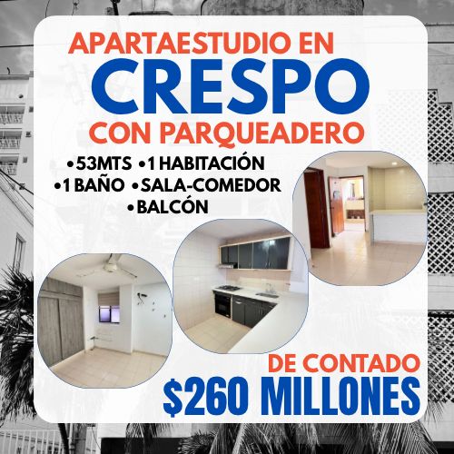 APARTAESTUDIO EN CRESPO CON PARQUEADERO
