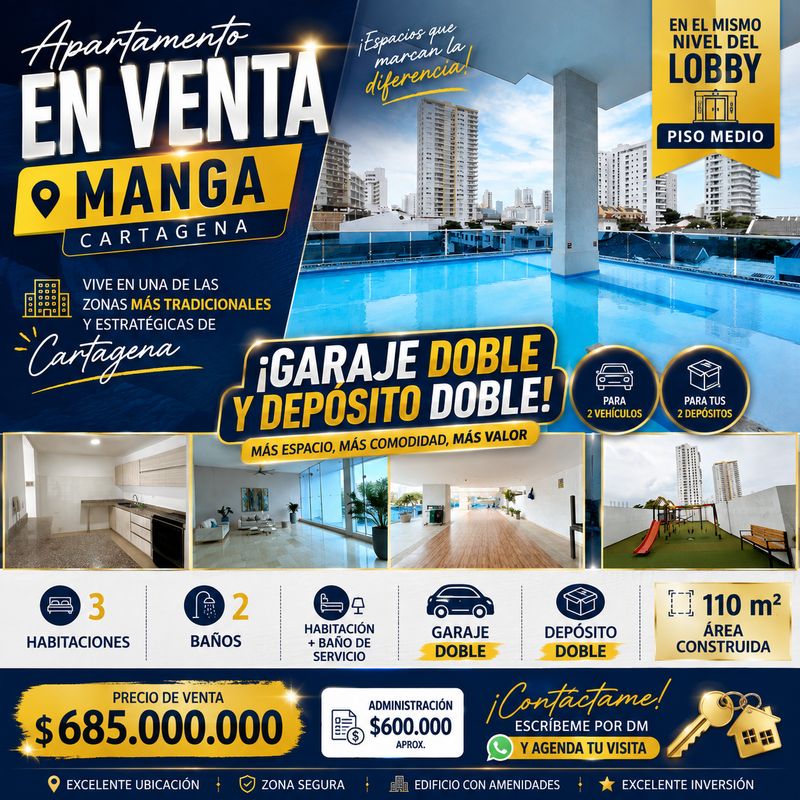 APTO EN VENTA MANGA | CON DOBLE PARQUEO Y DEPÓSITO APTO EN VENTA MANGA | CON DOBLE PARQUEO Y DEPÓSITO