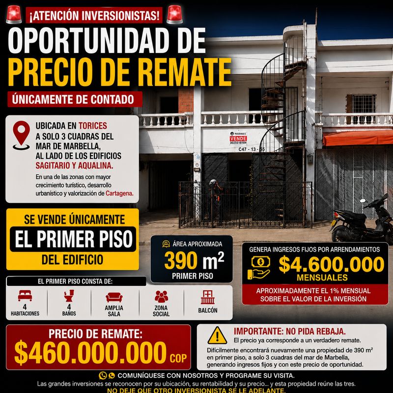 VENTA DE PRIMER PISO DE UN EDIFICIO EN TORICES VENTA DE PRIMER PISO DE UN EDIFICIO EN TORICES