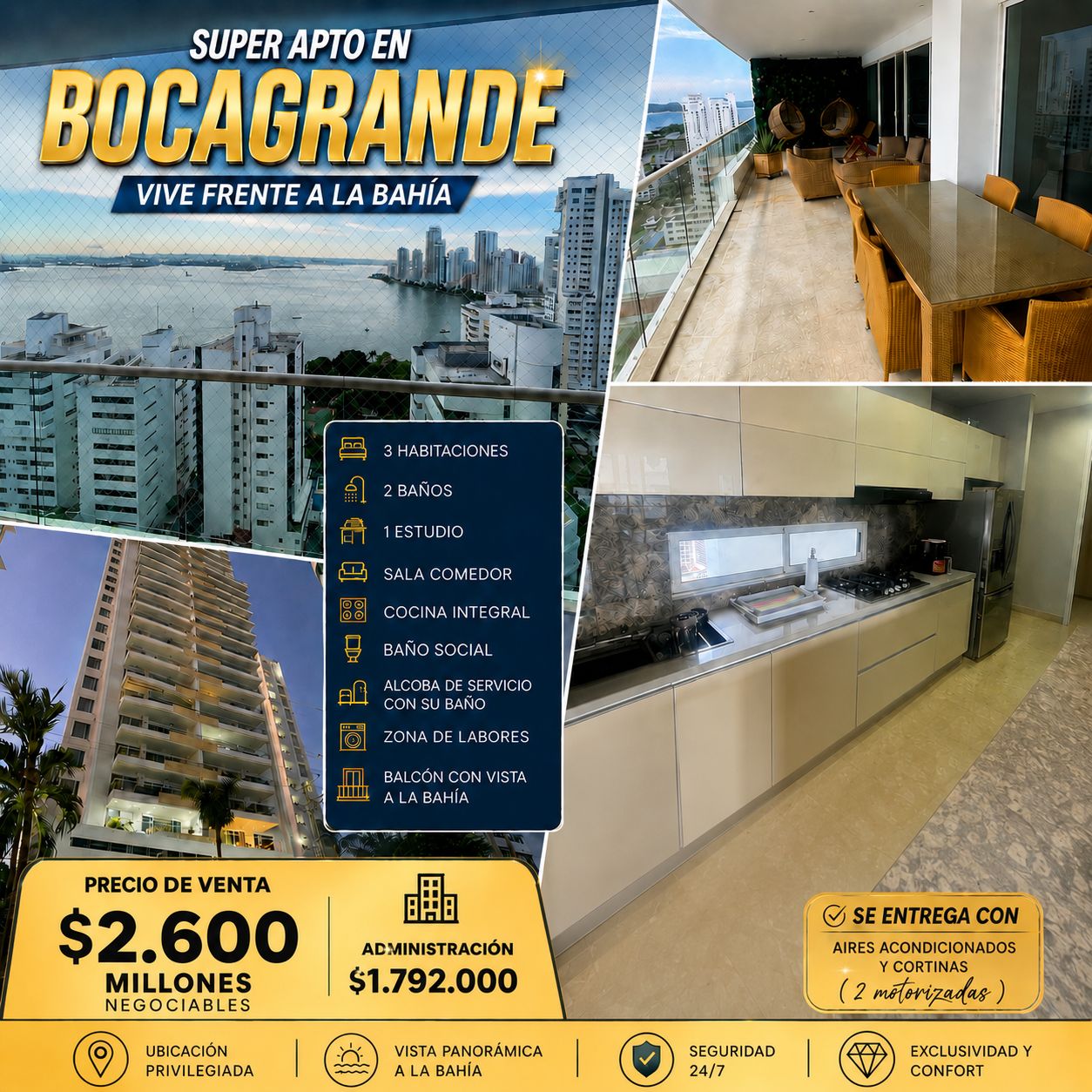 SÚPER APTO EN BOCAGRANDE