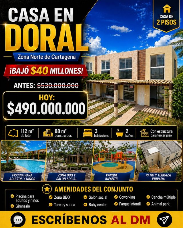 CASA DE DOS PISOS EN DORAL ZONA NORTE