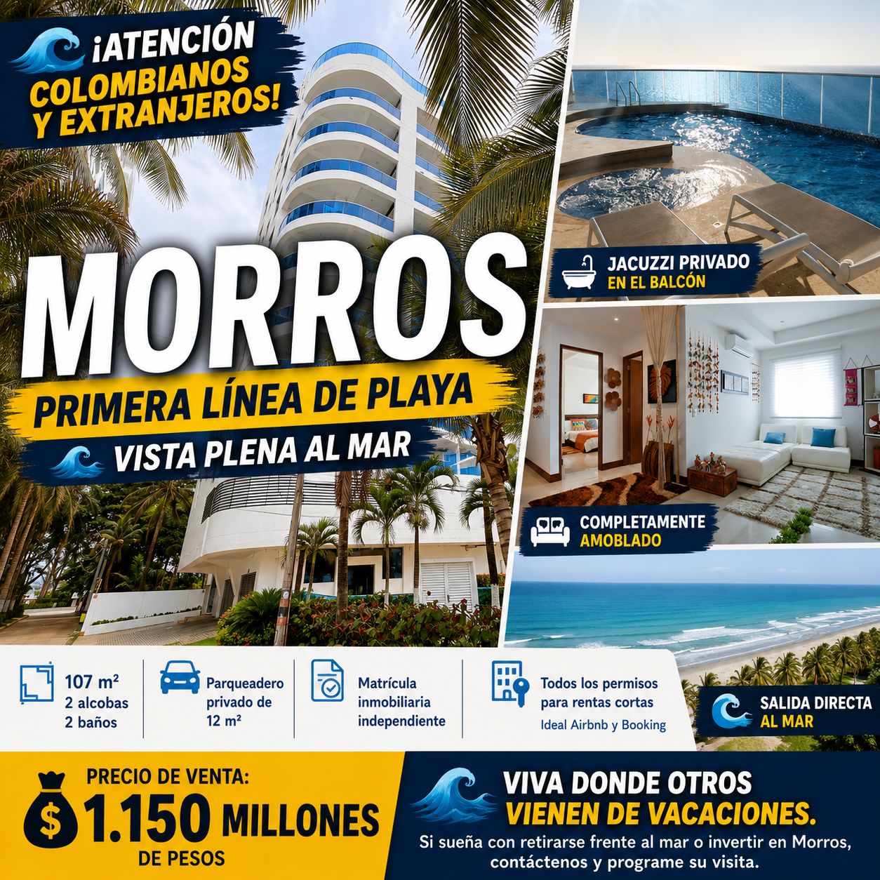 VENTA DE APTO EN MORROS PRIMERA LÍNEA DE PLAYA VENTA DE APTO EN MORROS PRIMERA LÍNEA DE PLAYA