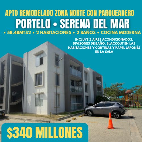 APTO EN SERENA DEL MAR REMODELADO CON PARQUEADERO