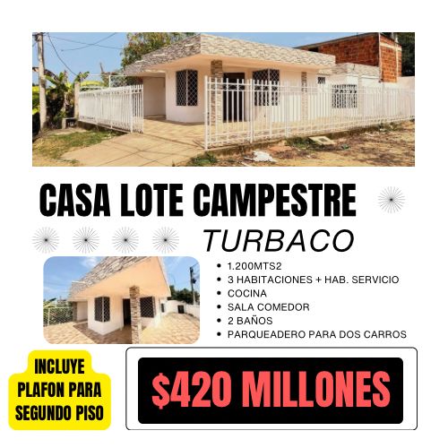 CASA LOTE CAMPESTRE EN TURBACO
