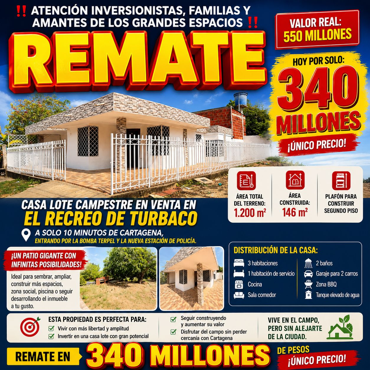 CASA LOTE CAMPESTRE EN TURBACO