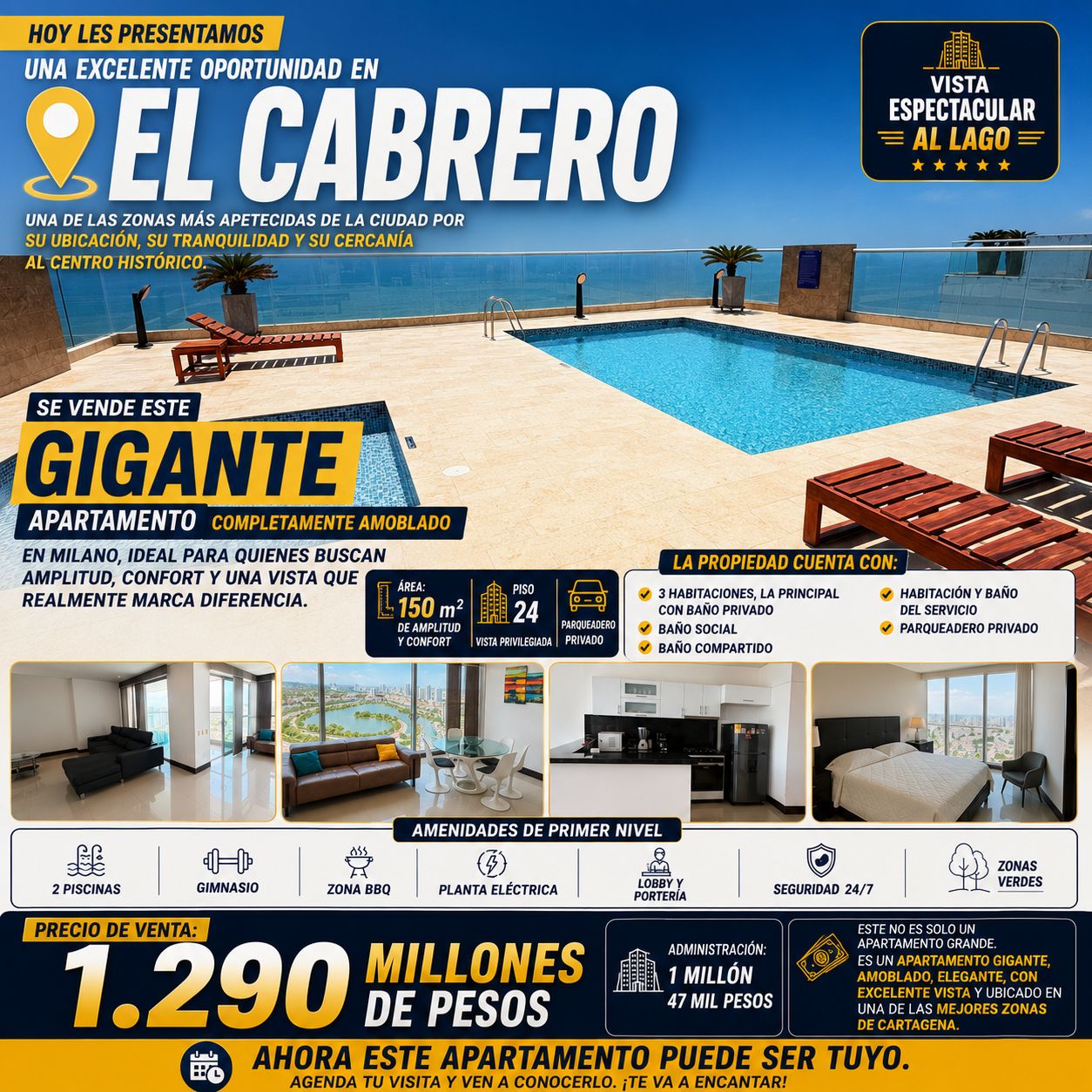 VENTA DE APTO EN EL CABRERO CON EXCELENTE VISTA