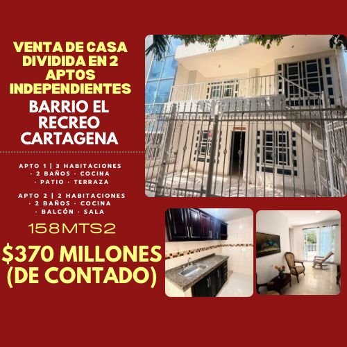 VENTA DE CASA EN EL RECREO DIVIDIDA EN 2 APTOS INDEPENDIENTES