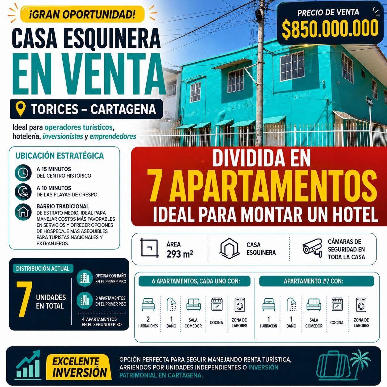 CASA ESQUINERA EN TORICES DIVIDIDA EN 7 APTOS