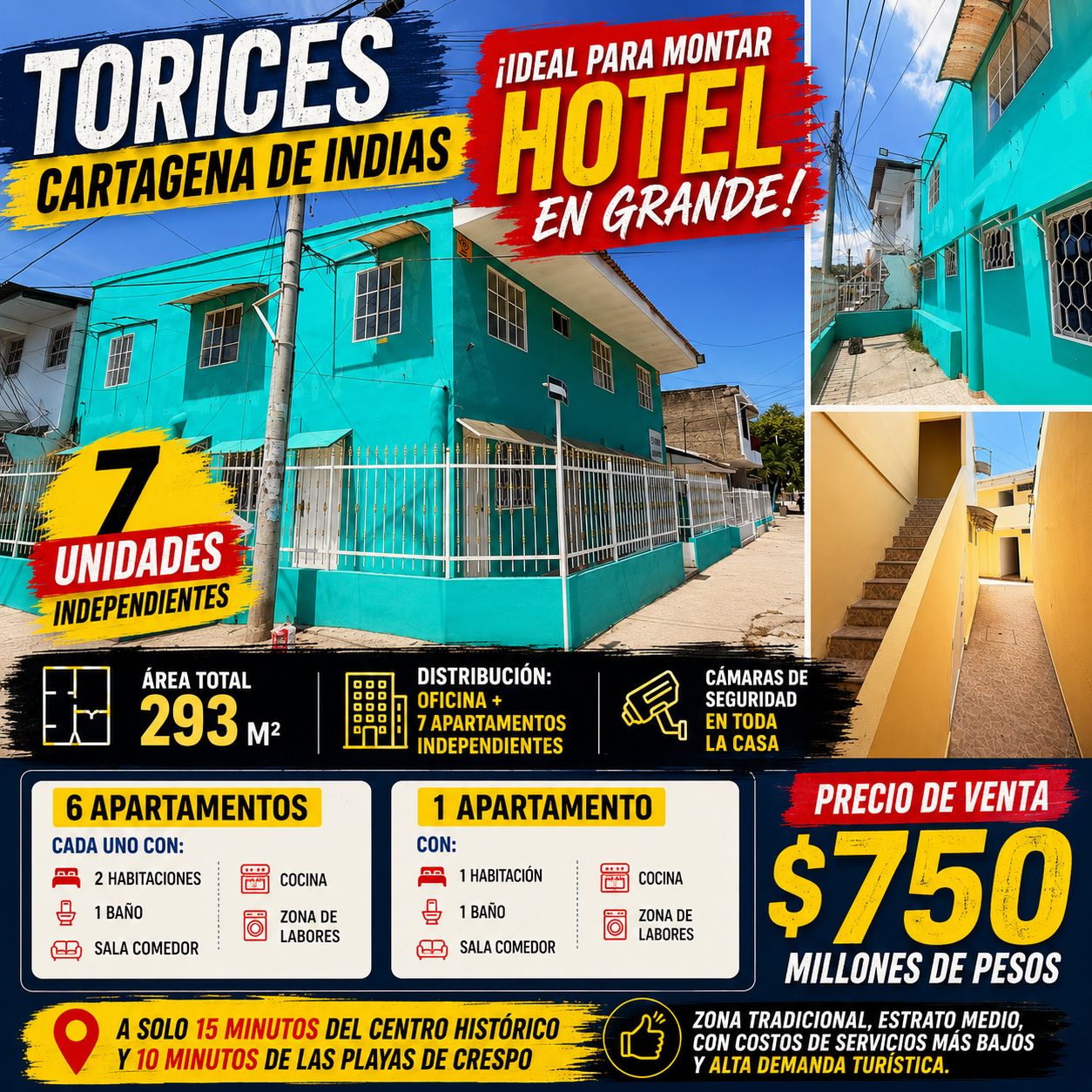 CASA ESQUINERA EN TORICES DIVIDIDA EN 7 APTOS