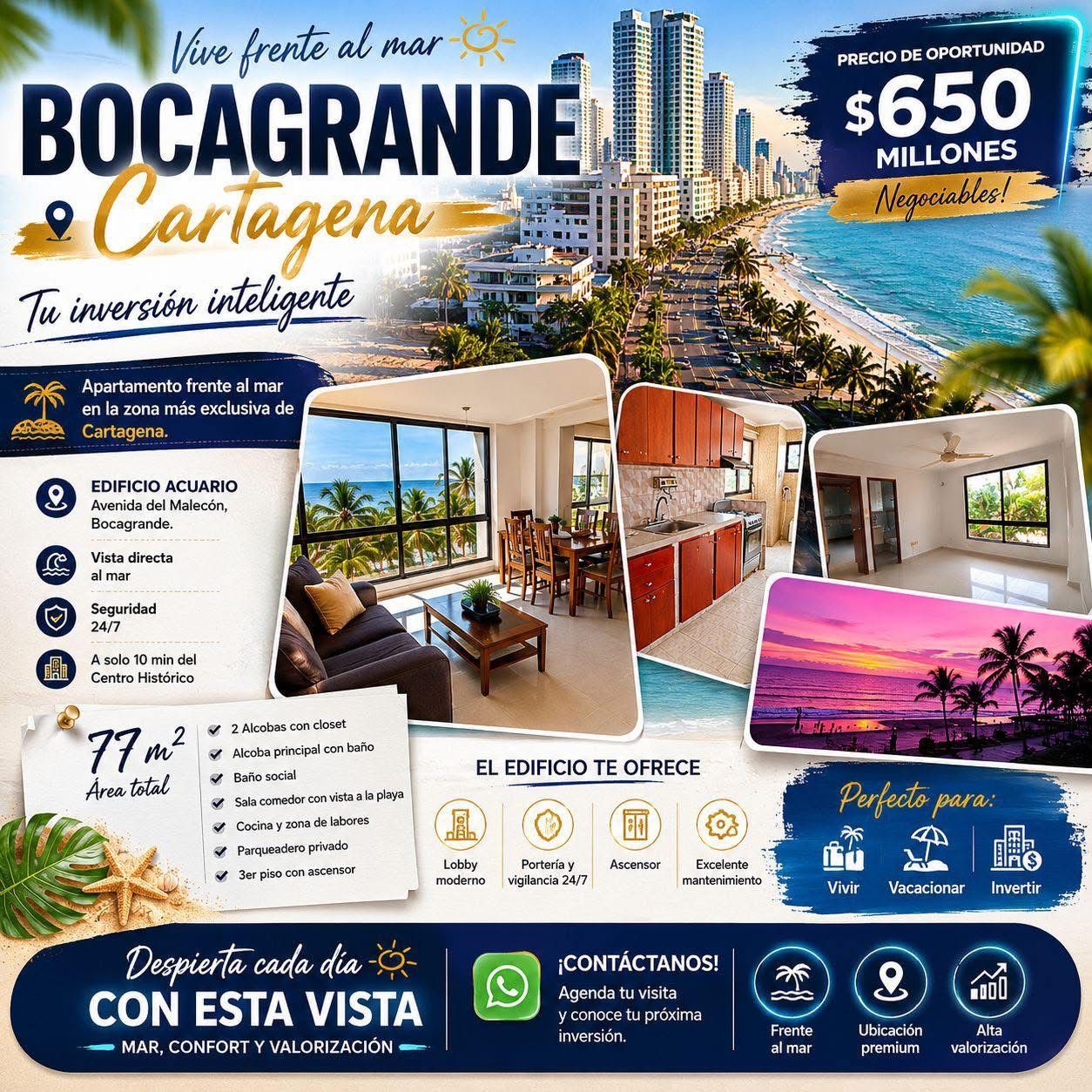 APTO EN BOCAGRANDE EDIFICIO ACUARIO