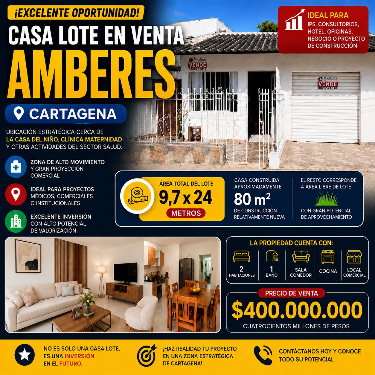 CASA LOTE EN VENTA EN AMBERES