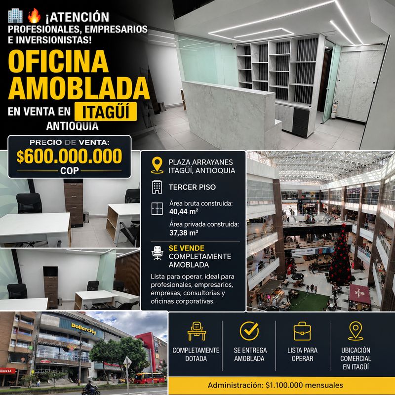 VENTA DE OFICINA AMOBLADA EN ITAGÜÍ, ANTIOQUIA