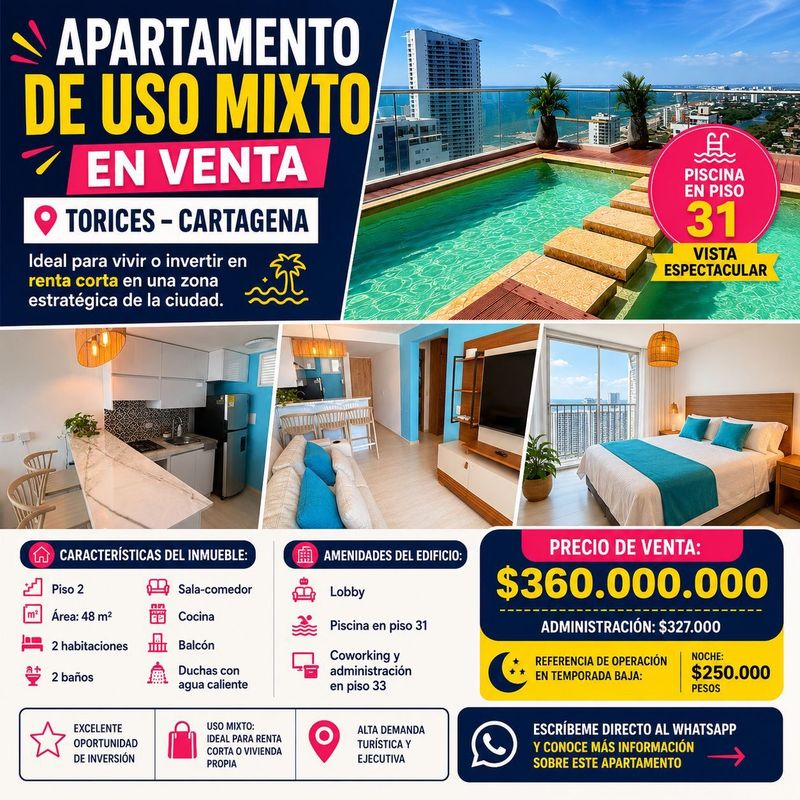APTO EN VENTA EN TORICES USO MIXTO