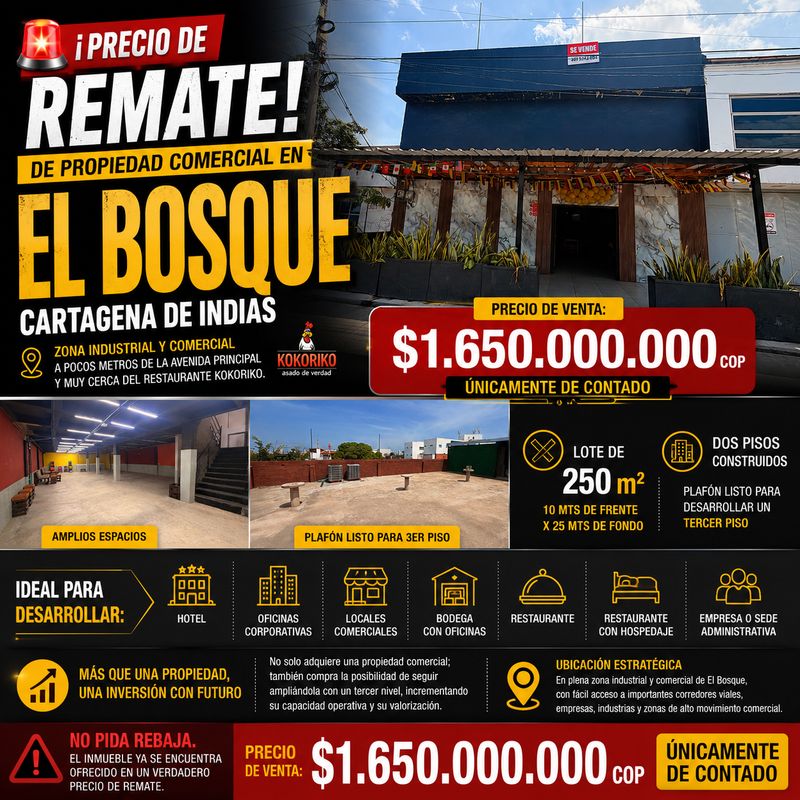 VENTA DE PROPIEDAD COMERCIAL EN EL BOSQUE