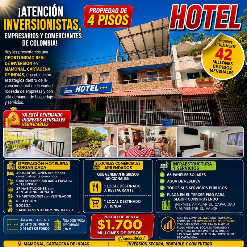 VENTA DE PROPIEDAD CON POTENCIAL DE HOTEL EN MAMONAL